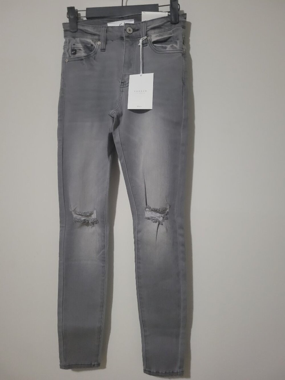 Kancan Gray High Rise Distressed Skinny Jeans Size